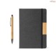 Conjunto Caderno A5 em Poliéster Reciclado e Caneta em Bambu Personalizado H930655