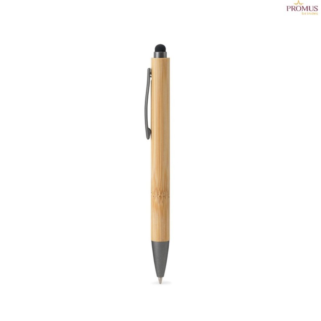Conjunto Caderno A5 em Poliéster Reciclado e Caneta em Bambu Personalizado H930655