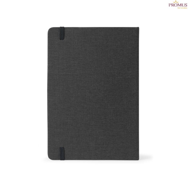 Conjunto Caderno A5 em Poliéster Reciclado e Caneta em Bambu Personalizado H930655