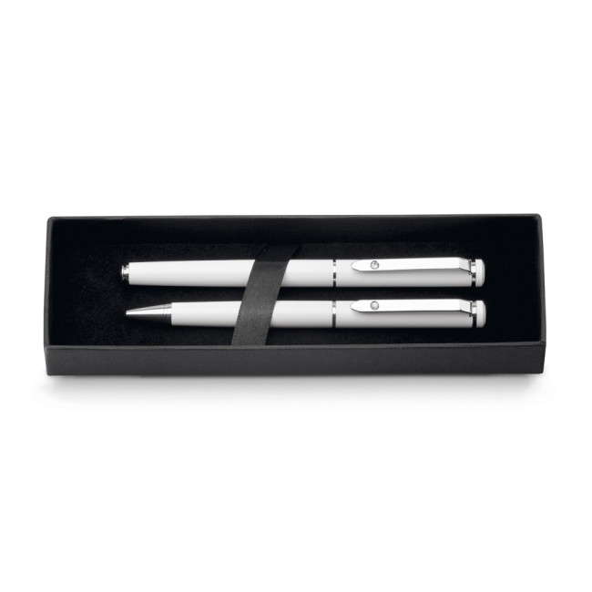 Conjunto caneta esferográfica e roller ball metálica personalizado H810199