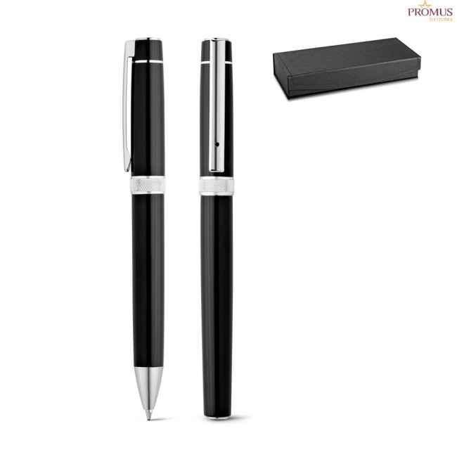 Conjunto de Canetas Roller e Esferográfica em Alumínio Personalizado H910816