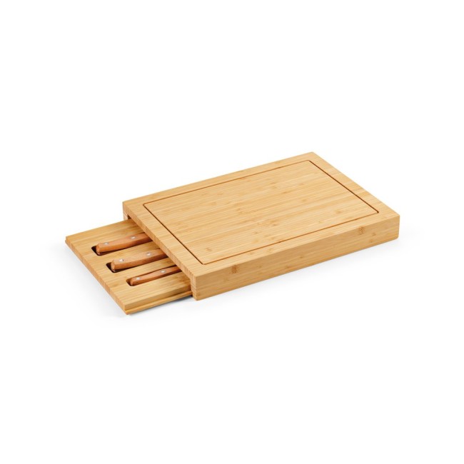 Conjunto de Tábuas em Bambu com 3 Facas Inclusas Personalizadas H940339