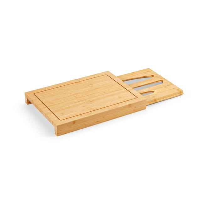 Conjunto de Tábuas em Bambu com 3 Facas Inclusas Personalizadas H940339