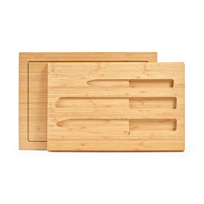 Conjunto de Tábuas em Bambu com 3 Facas Inclusas Personalizadas H940339