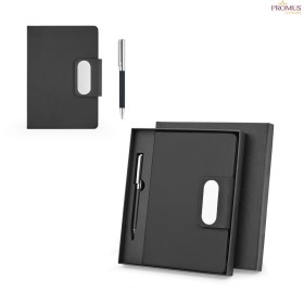 Conjunto Executivo Caderno A5 e Caneta em PU e Aço Inox Personalizado H930668