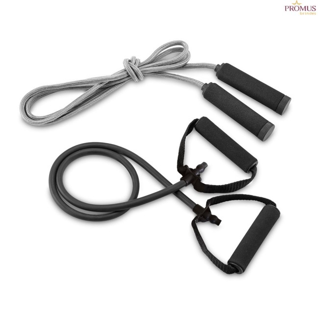 Conjunto Fitness Promocional com Elástico Extensor e Corda de Pular H980086