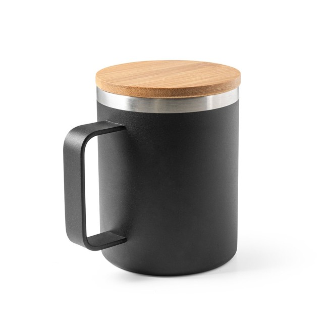 Copo em Aço Inox Tampa Em Bambu 420 ml Personalizados H940276