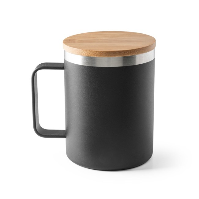 Copo em Aço Inox Tampa Em Bambu 420 ml Personalizados H940276