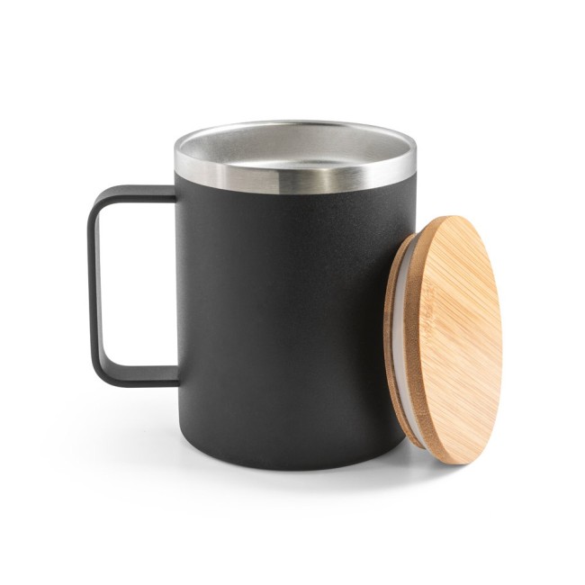 Copo em Aço Inox Tampa Em Bambu 420 ml Personalizados H940276