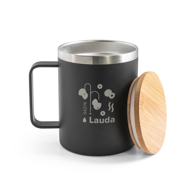 Copo em Aço Inox Tampa Em Bambu 420 ml Personalizados H940276
