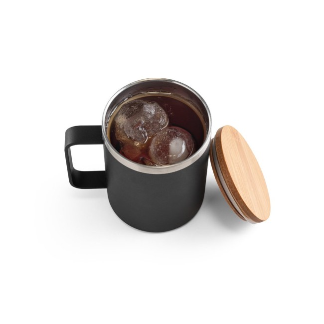 Copo em Aço Inox Tampa Em Bambu 420 ml Personalizados H940276