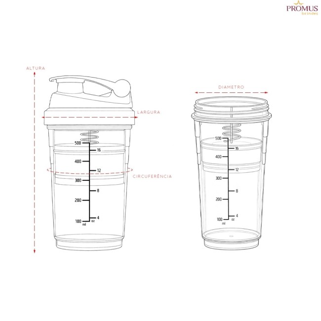 Coqueteleira Plástica 600ml Personalizada - H3844