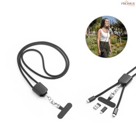 Cordão Lanyard Multifuncional com Suporte para Celular e Cabos Reciclados H970194