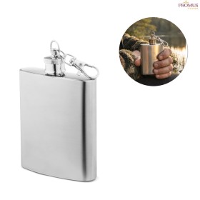 Garrafa de Bolso em Aço Inox 100 mL com Mosquetão Personalizada H940437