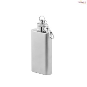 Garrafa de Bolso em Aço Inox 50 mL com Mosquetão Personalizada H940436