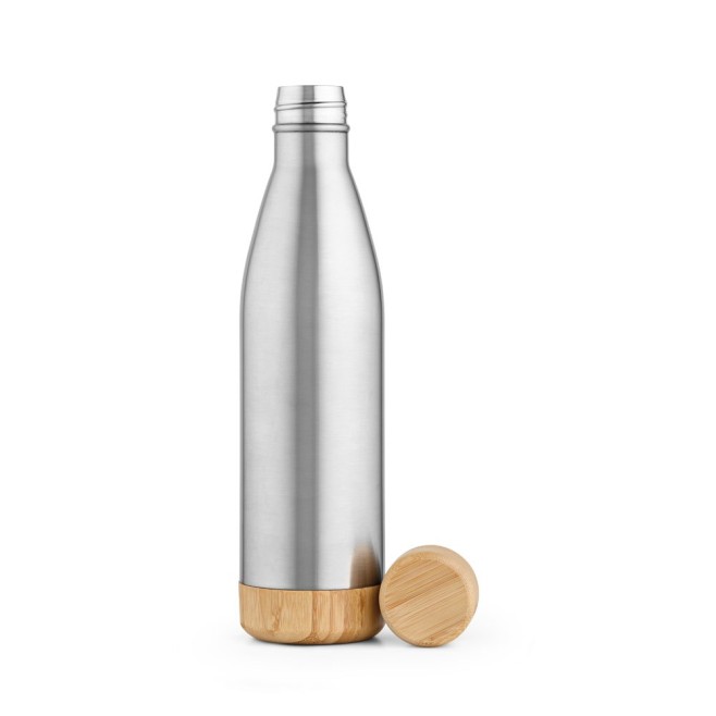 Garrafa em Aço Inox com Tampa em Bambu 800mL Personalizada - H940337 