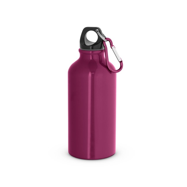 Garrafa esportiva em alumínio e acabamento brilhante com mosquetão 400ml H940297