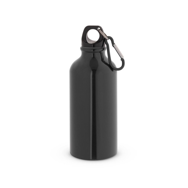 Garrafa esportiva em alumínio e acabamento brilhante com mosquetão 400ml H940297