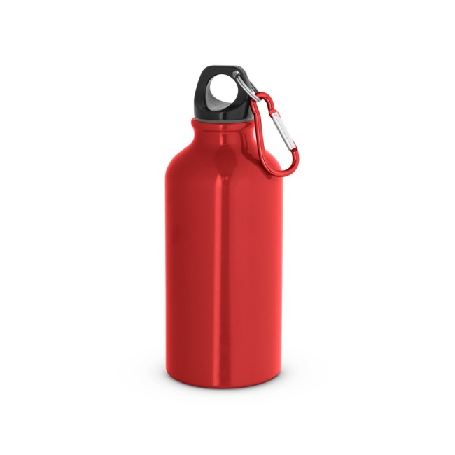 Garrafa esportiva em alumínio e acabamento brilhante com mosquetão 400ml H940297