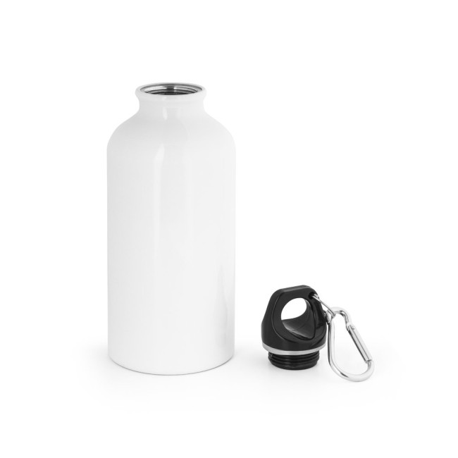 Garrafa esportiva em alumínio e acabamento brilhante com mosquetão 400ml H940297