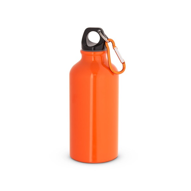 Garrafa esportiva em alumínio e acabamento brilhante com mosquetão 400ml H940297