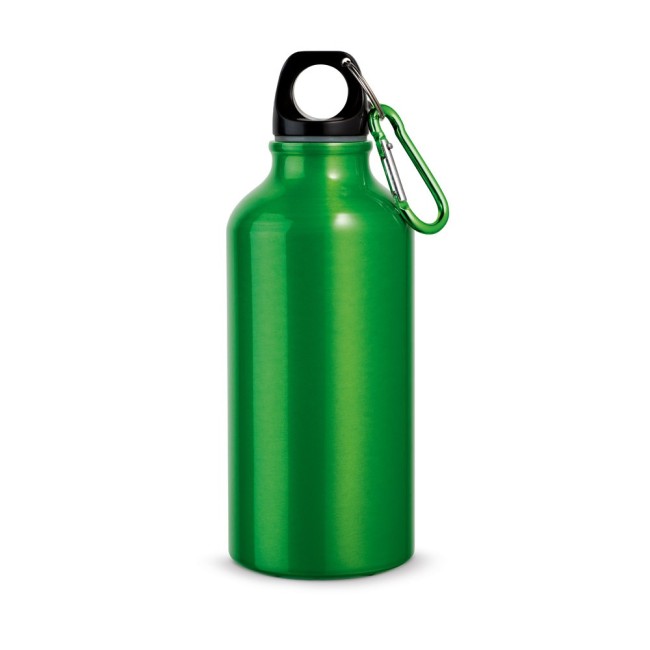 Garrafa esportiva em alumínio e acabamento metálico com mosquetão 400ml H540601