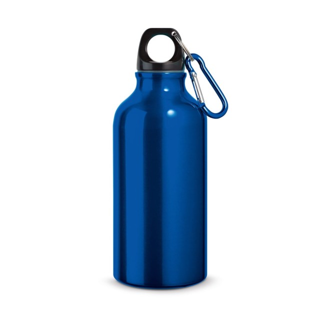 Garrafa esportiva em alumínio e acabamento metálico com mosquetão 400ml H540601