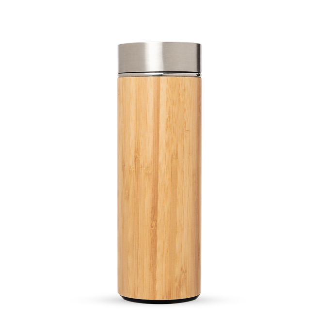 Garrafa Térmica em Bambu e aço inox personalizado H2099