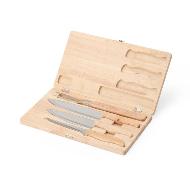 Kit churrasco 4 Peças em Madeira Personalizado para Brindes H2876