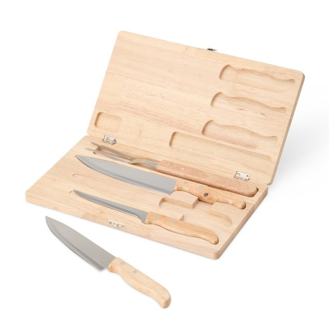Kit churrasco 4 Peças em Madeira Personalizado para Brindes H2876