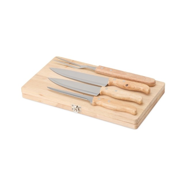 Kit churrasco 4 Peças em Madeira Personalizado para Brindes H2876