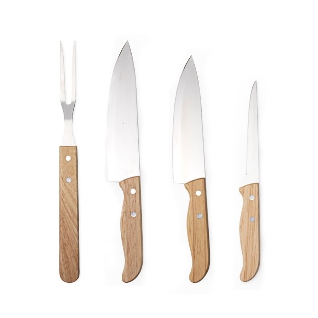 Kit churrasco 4 Peças em Madeira Personalizado para Brindes H2876