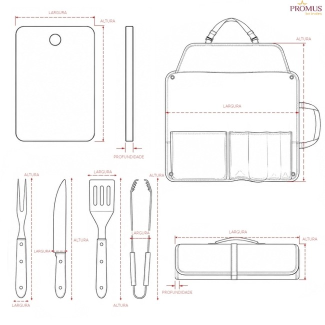 Kit Churrasco 6 peças Personalizado - H3711