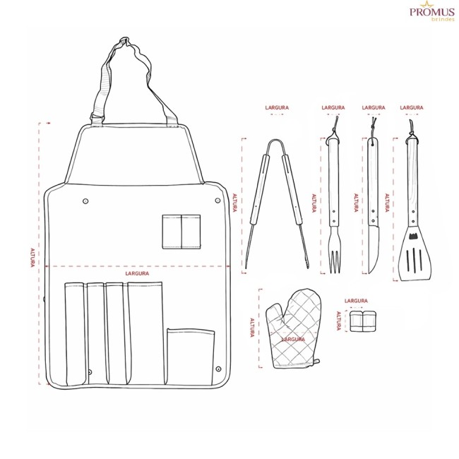 Kit churrasco 8 Peças Personalizado - H3855