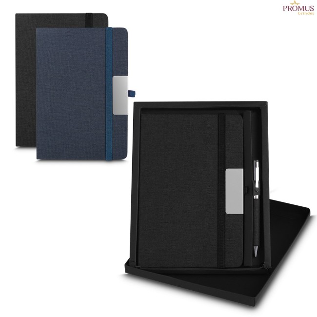 Kit Escritório A5 Capa em RPET e Caneta Metálica Personalizado - H2958