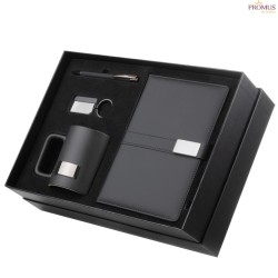 Kit Escritório Caderno, Caneca e Caneta Metálica Personalizado - H3940