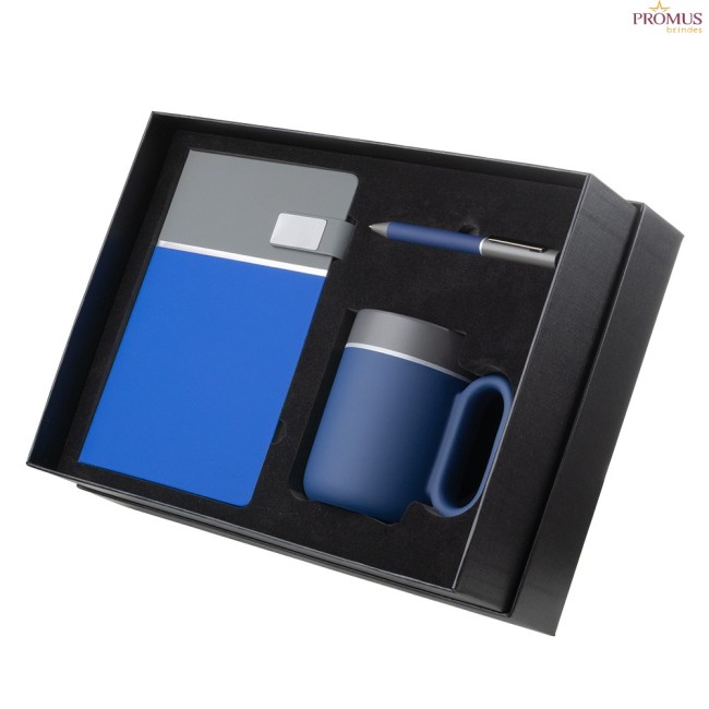 Kit Escritório Caderno, Caneca e Caneta Metálica Personalizado - H3959