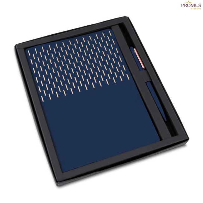 Kit Escritório Capa em PU e Caneta Metálica Personalizado - H3323