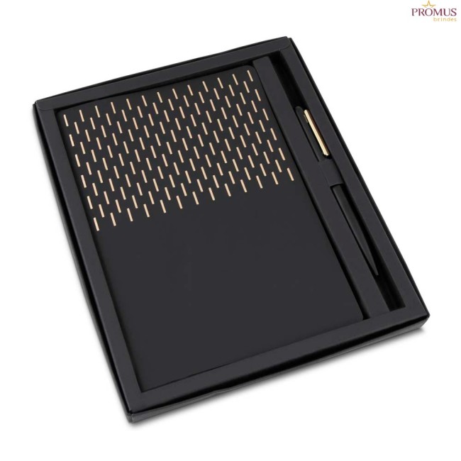 Kit Escritório Capa em PU e Caneta Metálica Personalizado - H3323