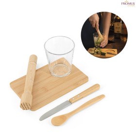 Kit para Caipirinha 5 Peças em Bambu e Vidro Personalizado H940435