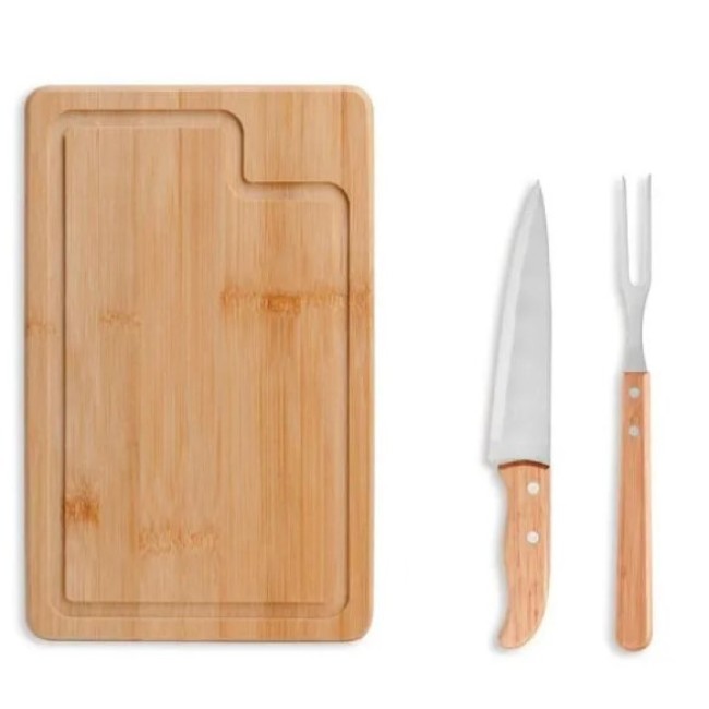 Conj. para Churrasco em bambu, Inox e Madeira 3 Pçs  H3003