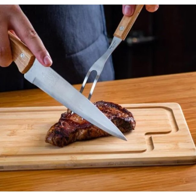 Conj. para Churrasco em bambu, Inox e Madeira 3 Pçs  H3003