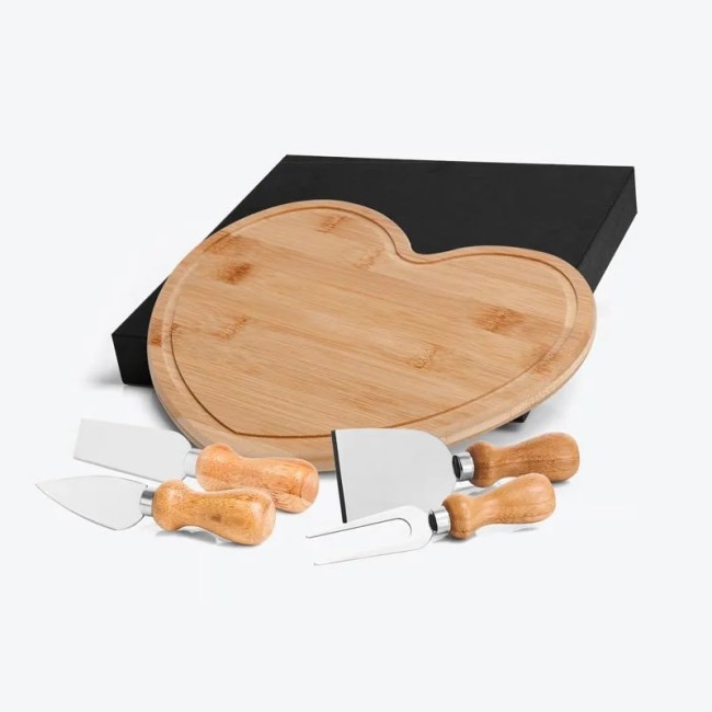 Kit Para Queijo Com Tábua Formato Coração Promocional para Brinde H2832