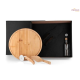 Kit Pizza com Garrafa - Bambu/ Inox/ Vidro C/ 4 Peças - H3501