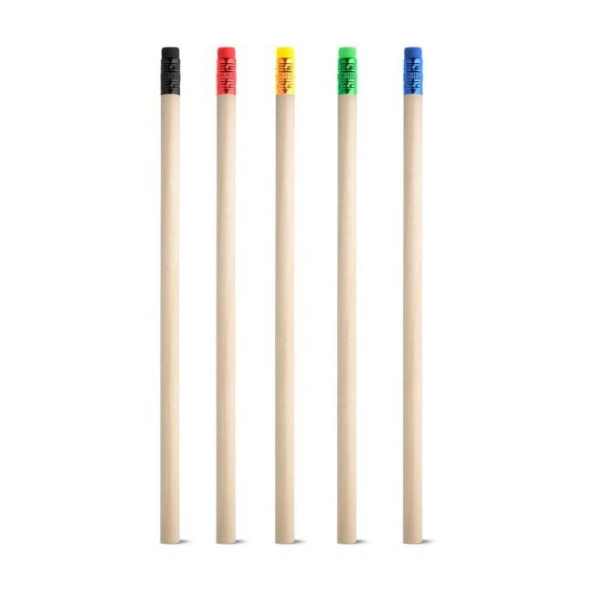 Lápis em Madeira Natural não Apontado com Borracha no Topo Personalizado H510722 