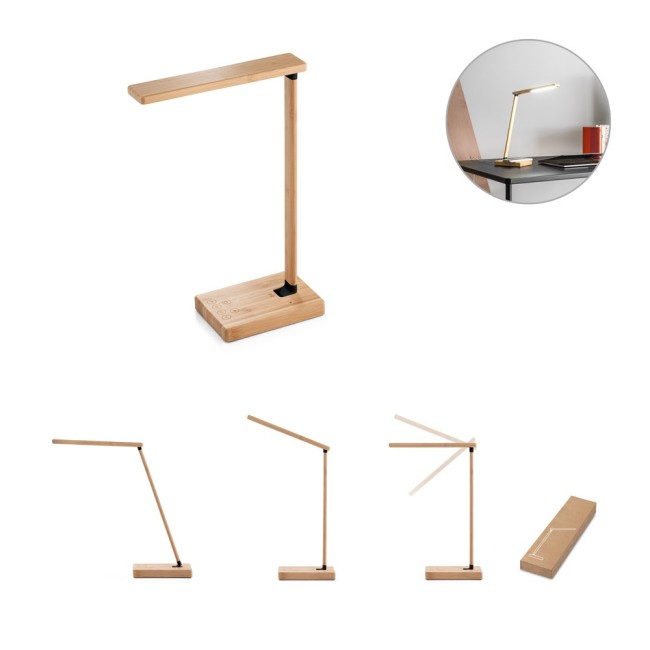 Luminária em bambu com carregador wireless Personalizada H970122