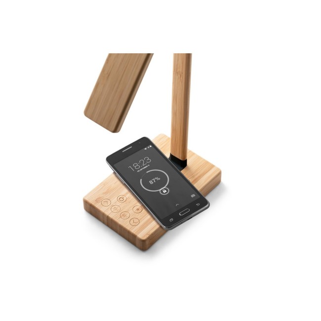 Luminária em bambu com carregador wireless Personalizada H970122