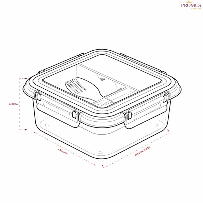 Marmita Hermética Plástico 1L  Personalizada - H3583