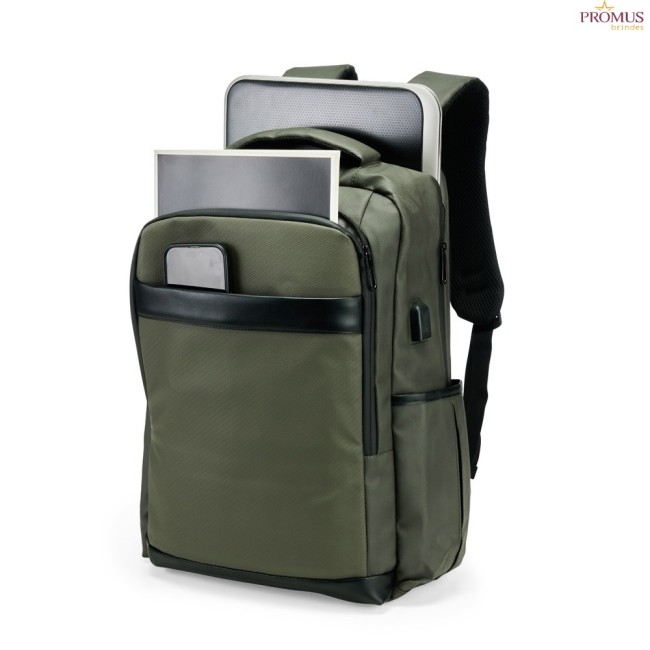 Mochila de Couro Sintético USB 26 Litros Personalizada - H3412