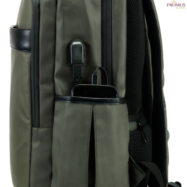 Mochila de Couro Sintético USB 26 Litros Personalizada - H3412